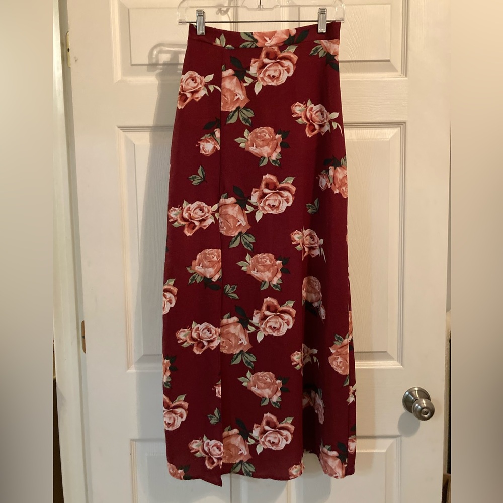 Floral Maxi Skirt with Slit